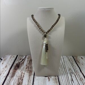 Smoky Quartz Gemstone Bead Handmade Beaded Mala Necklace